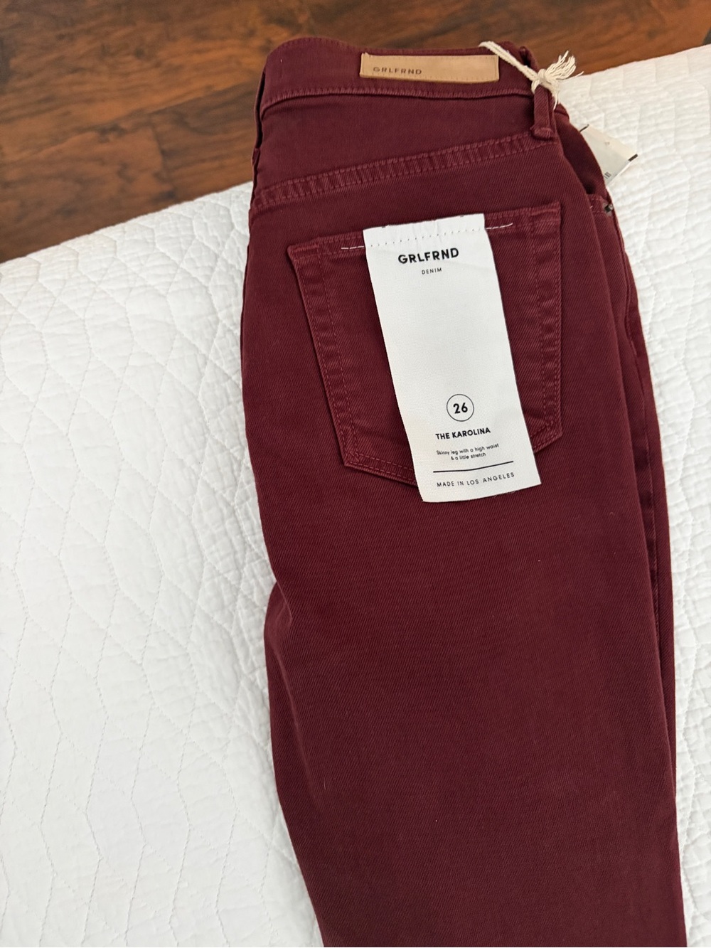 GRLFRND The Karolina Skinny Jeans in Burgundy